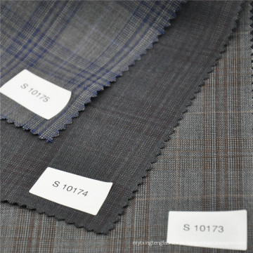 cinza e azul verificar têxteis de tecido de lã de ovelha para fornecedores de china de terno masculino